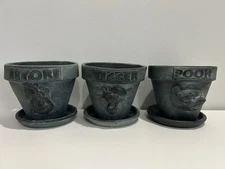 Winnie the Pooh Tiger Eeyore Set THREE Planters with Saucers Gardening Nursery