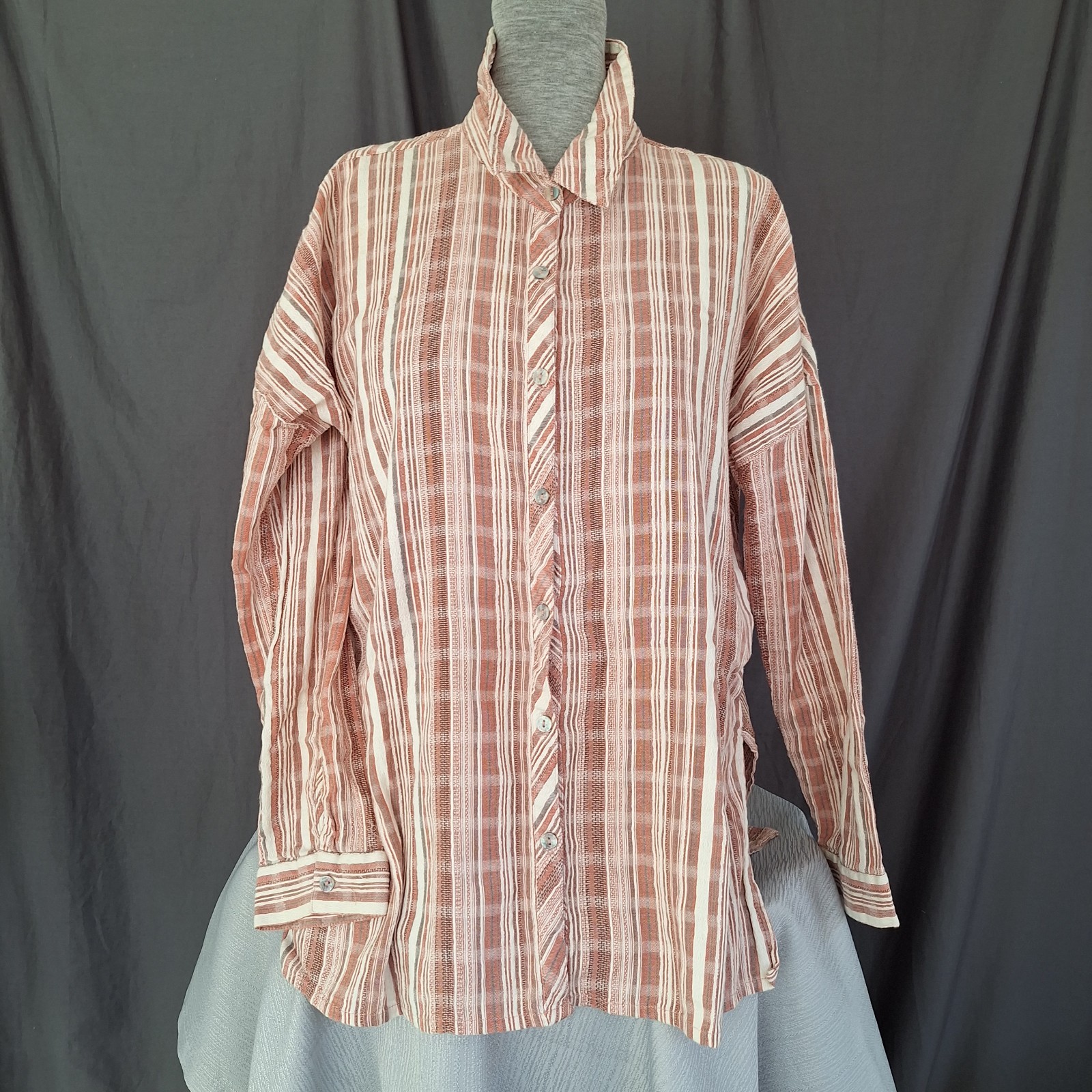 L O'Neil 100 Cotton Textured Lounge Long Sleeve Button Up Beach Relaxed Fit