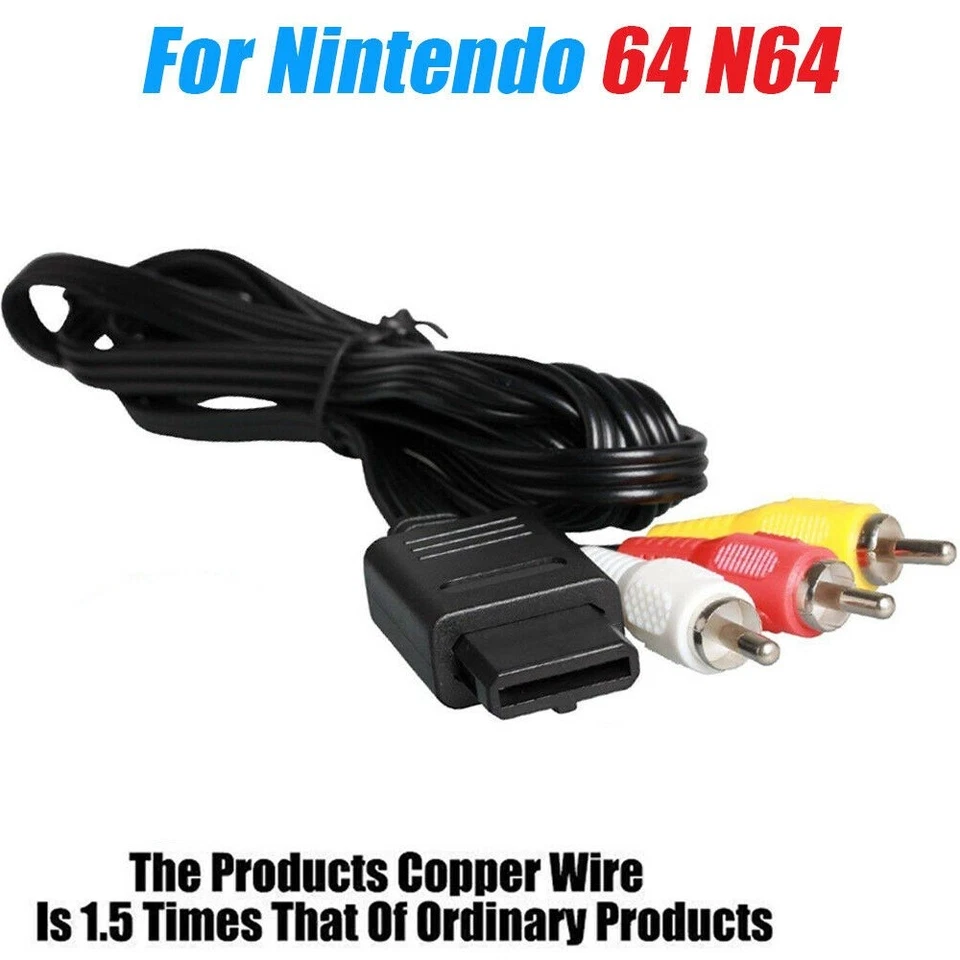 N64 AV AUDIO VIDEO A/V CABLE CORD WIRE TV GAME HTE CABLE FOR NINTENDO 64 SNES - Image 4 of 4