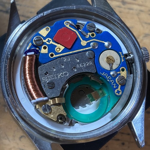 Vintage 1976 Seiko Quartz TYPE2 4622-8000 Blue Silk pattern / OH, Serviced - Picture 12 of 13