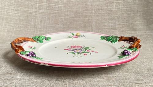Rare Antique c1890 French Luneville Pottery Leaf Branch Handle Plate Tiny Insect - 第 23/23 張圖片