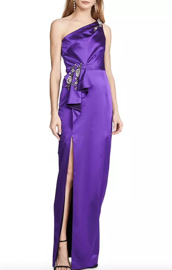 Marchesa notte top purple dress