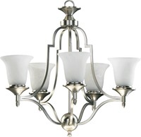 Satin Nickel Coventry 5-light 24.5 Wide Chandelier W/faux Alabaster Glass Satin Nickel Coventry 5-light 24.5 Wide Chandelier W/faux Alabaster Glass