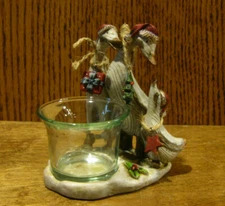 Wood Look Ducks, Transpac #C9527B DUCK XMAS VOTIVE, 4.25" NEW from Retail Store