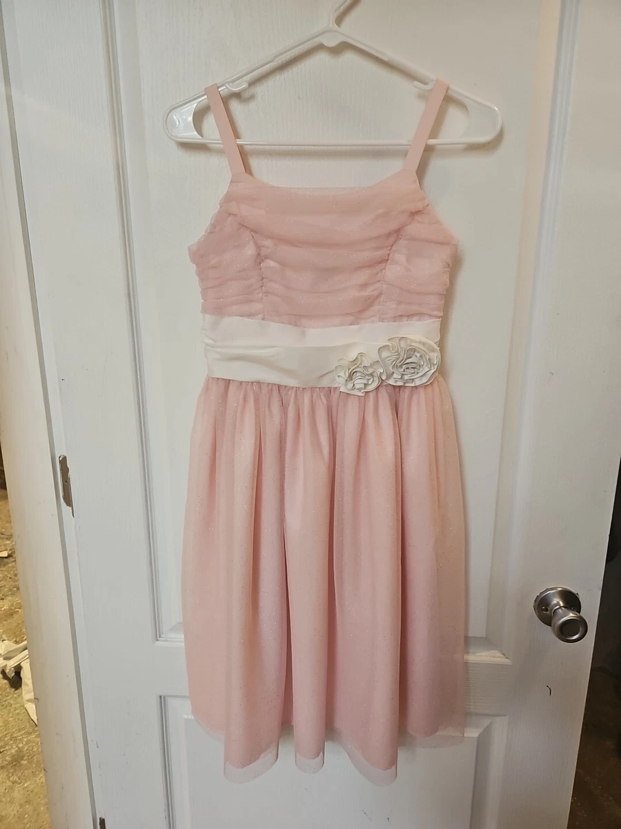 chaps pink dress Chaps Lace Sheath Dress Womens 12 Pink Excellent Floral Cap Sleeve Boat Neck