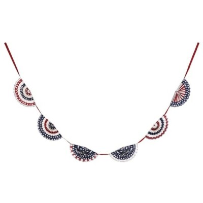 Ashland Brand 4th of July Stars & Stripes Paper Fan Garland 6 Foot