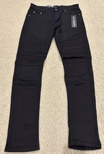 NWT Men's Nathan Denim BDC Black Moto Distressed Stretch Skinny  Jeans ALL SIZE