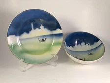 Vintage Noritake Hand painted Bread Plate And Bowl. About 1950’s Made In Japan