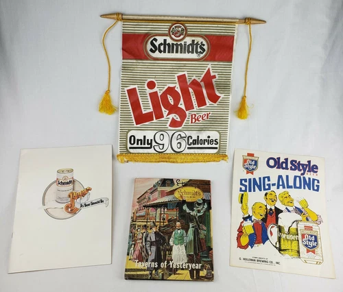 Vintage Schmidt's Beer Advertising Lot Booklets Banner Sign Breweriana Old Style