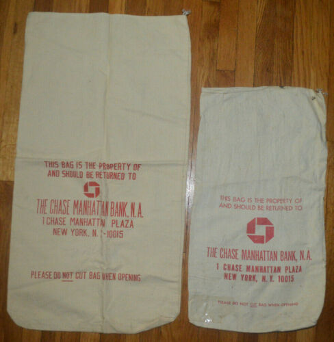 Vintage The Chase Manhattan Bank, N.A. New York- New York - Cloth Money Bags