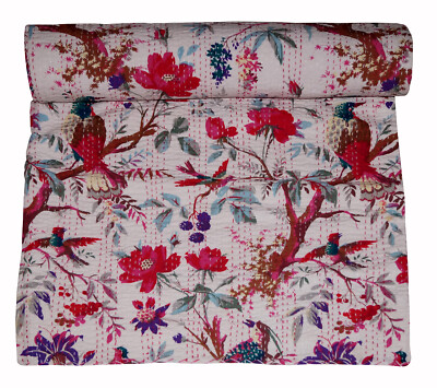 Indische Wende Handarbeit Kantha Quilt Baumwolle Vintage Tagesdecke Überwurf ...