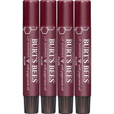 Burt's Bees Plum Lip Shimmer Pack of 4 Natural Moisturizing Lip Balm 0.09 Oz
