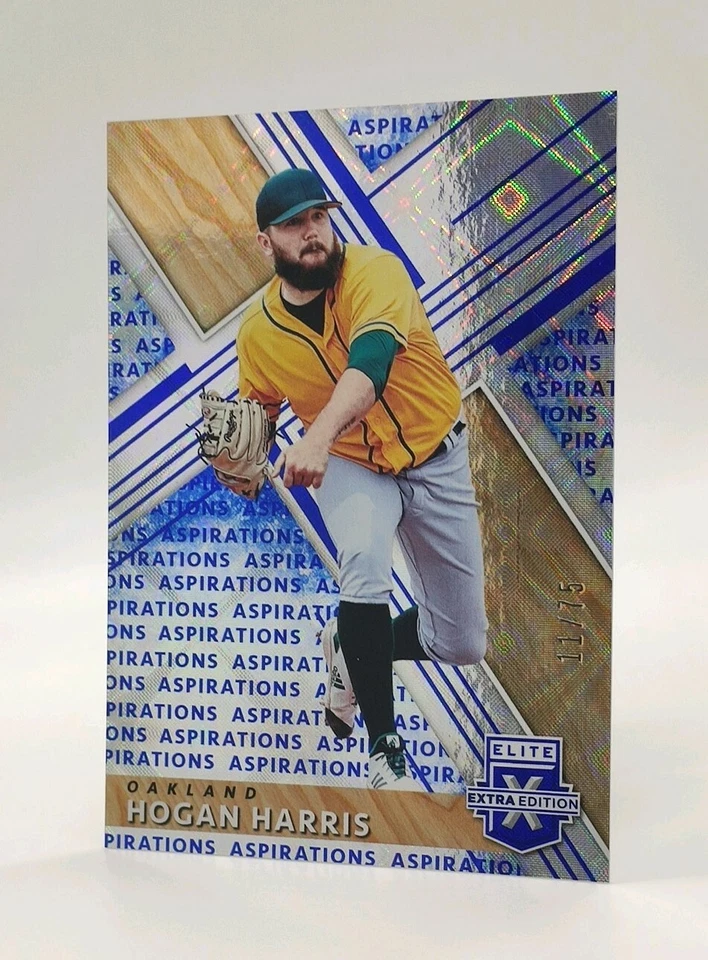 Hogan Harris 11/75 ⚾ 2019 Panini Elite Extra Aspirations Blue Refractor - Image 2 of 4