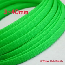 3~40mm Neon Green Expandable Braided Sleeving Cable Harness 3 Weave High Density