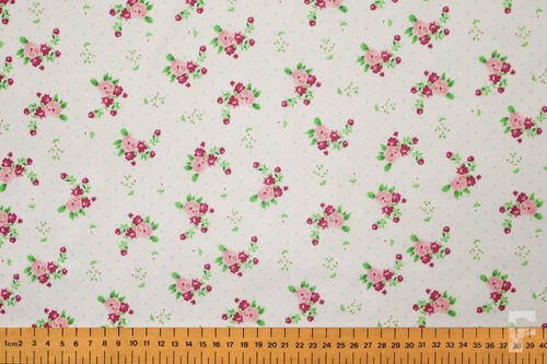 Rosen & Nadel Punkte Blumen Design – Bedruckt Polycotton Stoff - Feder - Bild 5 von 20