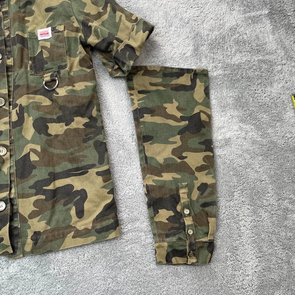 Chaqueta Hood By Air Hombres Pequeña Verde Camuflada Abrigo Mangas Desprendidas Lona Ejército HBA Foto 2 de 4