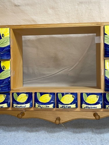 Hand Painted 12 DRAWER Ceramic SPICE RACK Wall Mount 3 Acc Posts BIRKO POLAND - Picture 9 of 19
