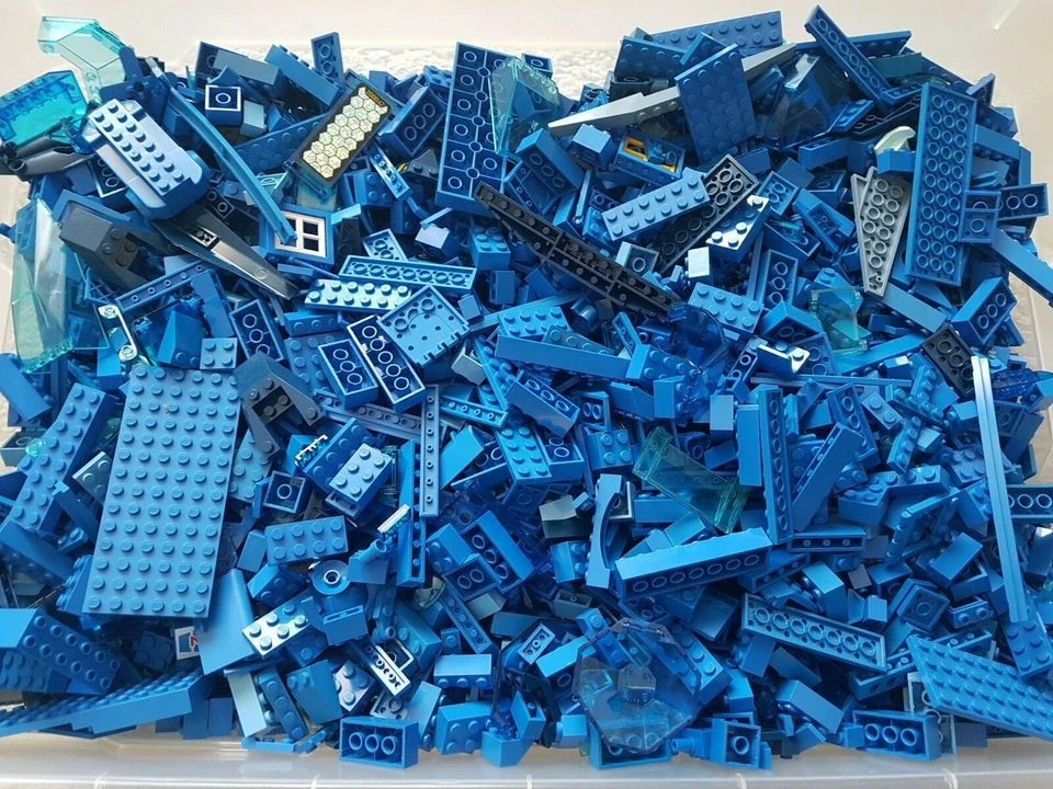 Lego 1 KG BLAU STEINE PLATTEN SONDERTEILE Kiloware Sammlung Konvolut GEREINIGT!
