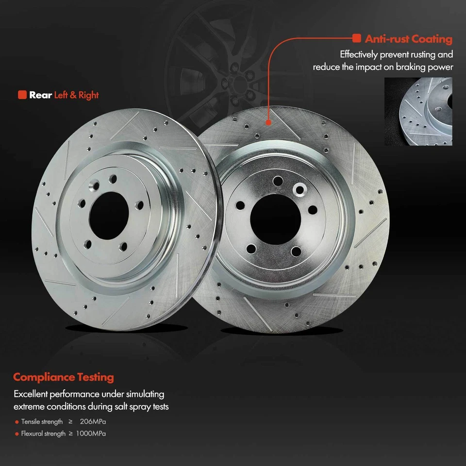 2x Rotores de freno traseros perforados para Land Rover Range Rover Defender 90 Discovery Foto 2 de 4