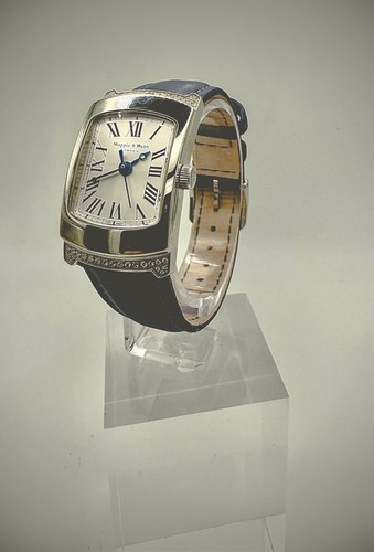 Rare Mappin & Webb 'Austen' Womens 42 Diamond Art Deco Steel Tank Dress Watch