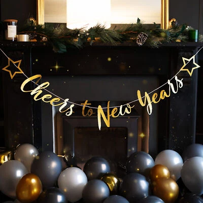 SPARKLES PARTYWARE NEW YEARS EVE PARTY BANNER TABLE WARE BUFFET STARS GOLD FOIL DECORATIONS