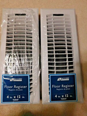 Accord Ventilation Apfrwhl412 Louvered Design Plastic Floor Register, 4" X 12", White Finish (611918020310)