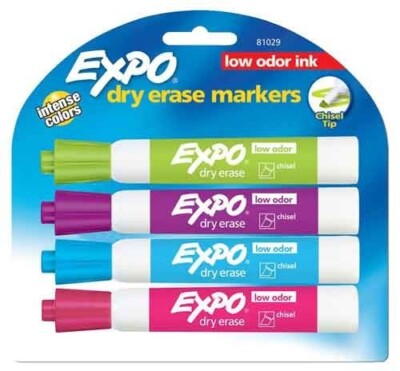 Expo Marker Dry Erase Chisel Tip 4/Pk Intense Assorted Colors School Office Home