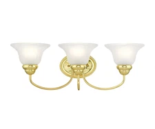 Livex Lighting 1533-02 Edgemont 3 Light Vanity Polished Brass with White Shades