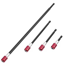 Drill Bit Extension Set - 4 Pcs Magnetic Drill Bit Extenders, 1/4" Hex Shank, In