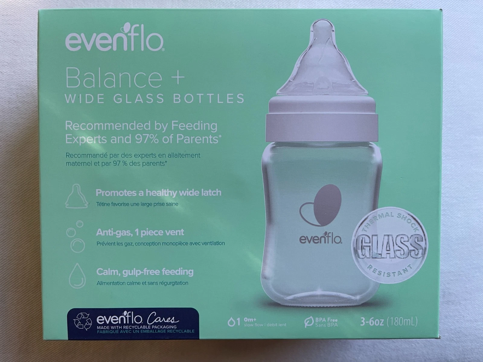 Evenflo Balance Wide-Neck Glass Anti-Colic Baby Bottles - 6oz (3 Pack) NEW
Opens in a new window or