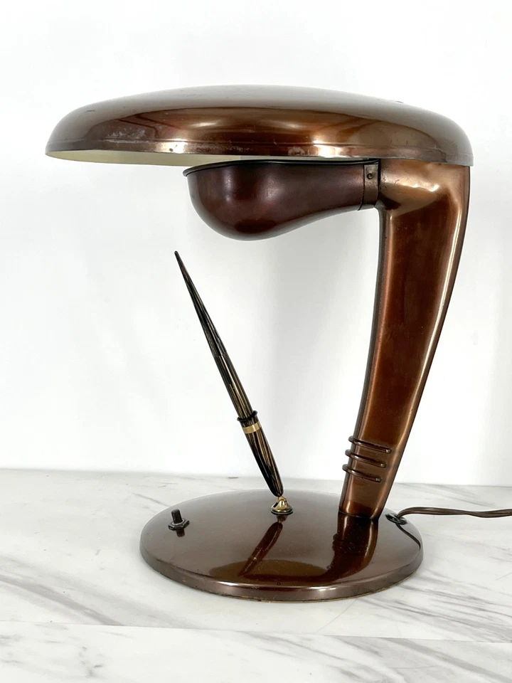 Art Deco Streamline Sheaffer Fountain Pen Desk Set Cobra Lamp Norman Bel Geddes - Image 3 of 4