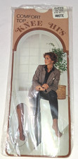 Vintage Comfort Top Knee Hi  s WHITE Size 8 1/2-11 1 Pair USA MADE New Old Stock