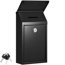 Metal Donation Box Collection Safe Suggestion with Slot and Lock Waterproof Wall