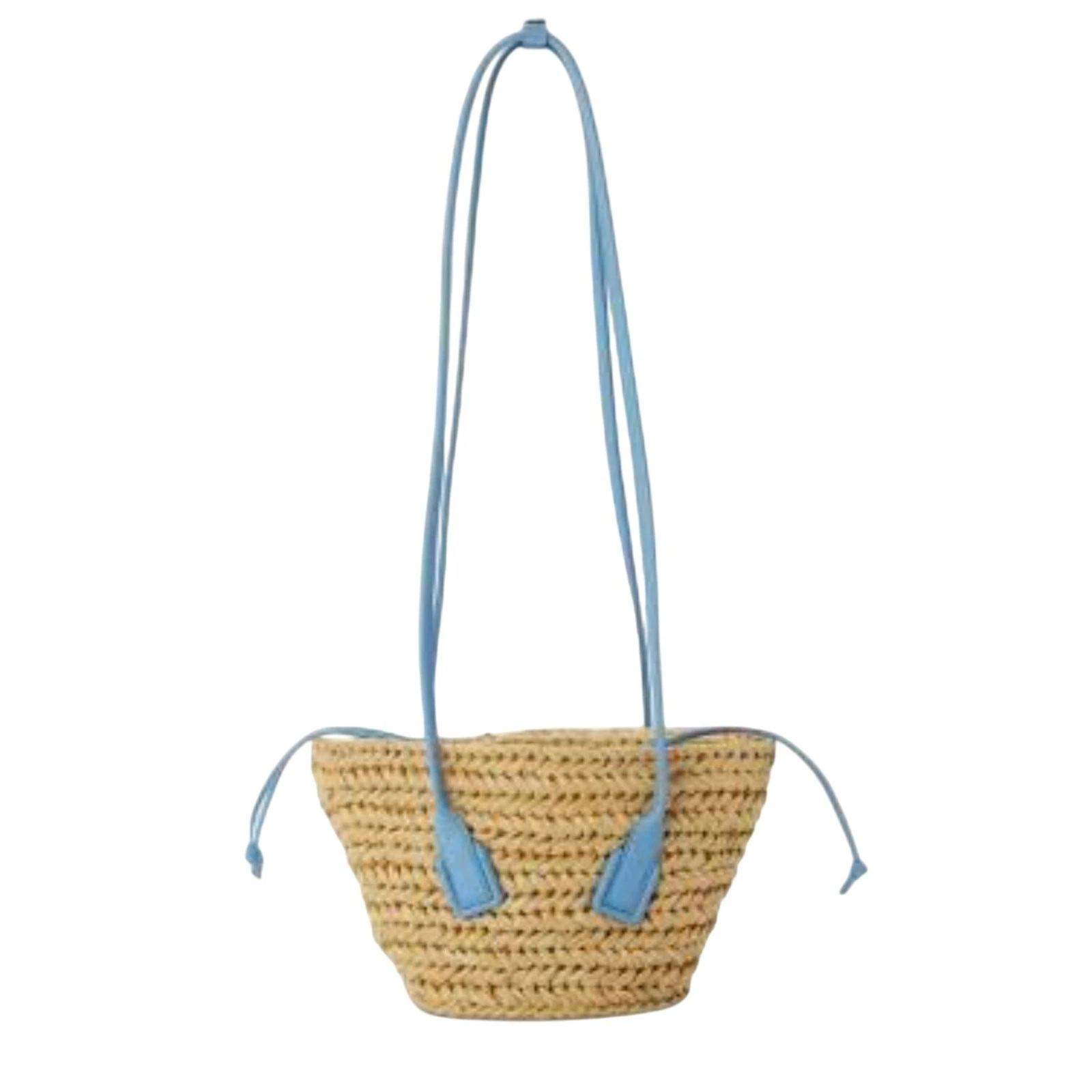 Bottega Veneta NWT Small Raffia Arca Tote in Beige/Blue w/Dustbag & COA