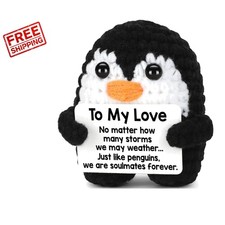 Romantic Handmade Crochet Penguin Gift for Valentine's Day  Anniversaries