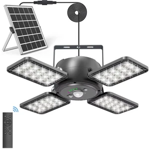 Solar Shed Light Indoor Outdoor 1200LM 144LED Pendant Light, Motion Sensor wi...
