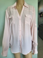 New York And Company Bottom Up Shirt Pink Size XL