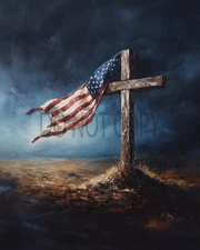 Cross On The Hill Jesus Christ Christian Holy 8X10 AI Generated 8X10 Print