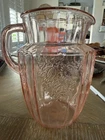 Mayfair Open Rose Depression Glass Pink Pitcher Anchor Hocking Circa 1930s