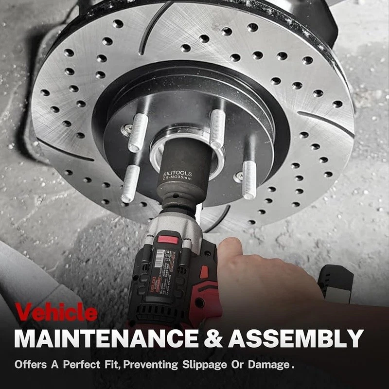 1/2 Drive Axle Nut Socket Set 8 Pieces Deep Impact Chrome Molybdenum Steel Tool - Image 3 of 4