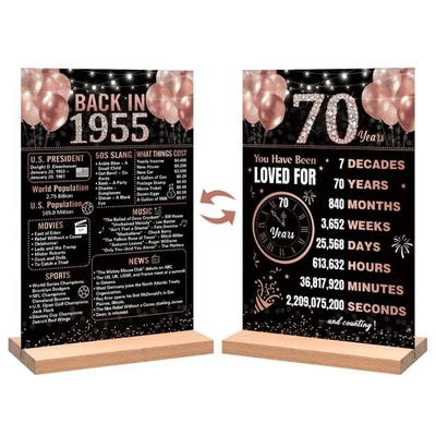 Trgowaul 70th Birthday Anniversary Decorations for Women, Rose Gold Back in 1...