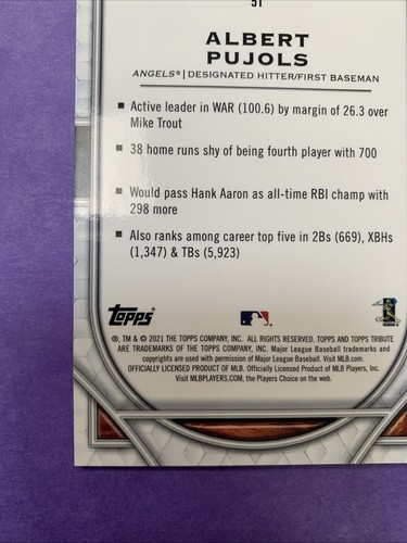 2021 Topps Tribute - Albert Pujols #51 Angels - Picture 10 of 10