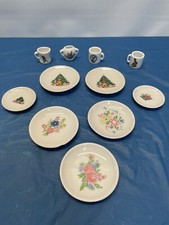 Collectible Ceramic Mini Tea Set With Bears 11 Pieces 6 Saucers 4 Cups