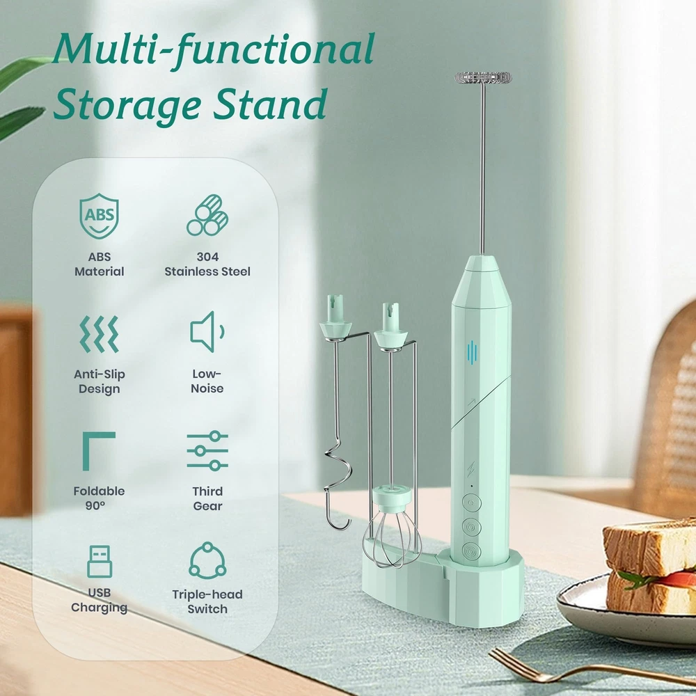 Milk Frother Handheld USB-C Rechargeable Coffee Frother Wand Electric drink m...
