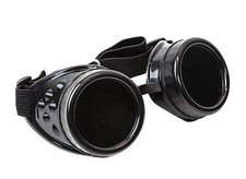 Steampunk Black Plain goggles cyber punk biker gothic rave cosplay aviator