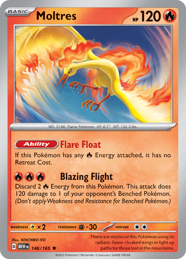 Pokémon TCG Moltres 146/165 Scarlet & Violet: 151 Holo Rare