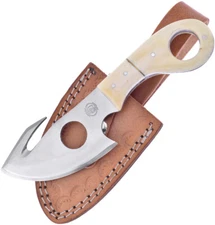 Frost Cutlery Chipaway Fixed Blade White Smooth Bone Guthook Knife 648WSB