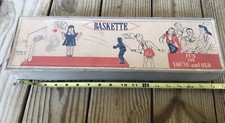 Antique Baskette Basketball Game W Box Wood Game Made In USA Toy