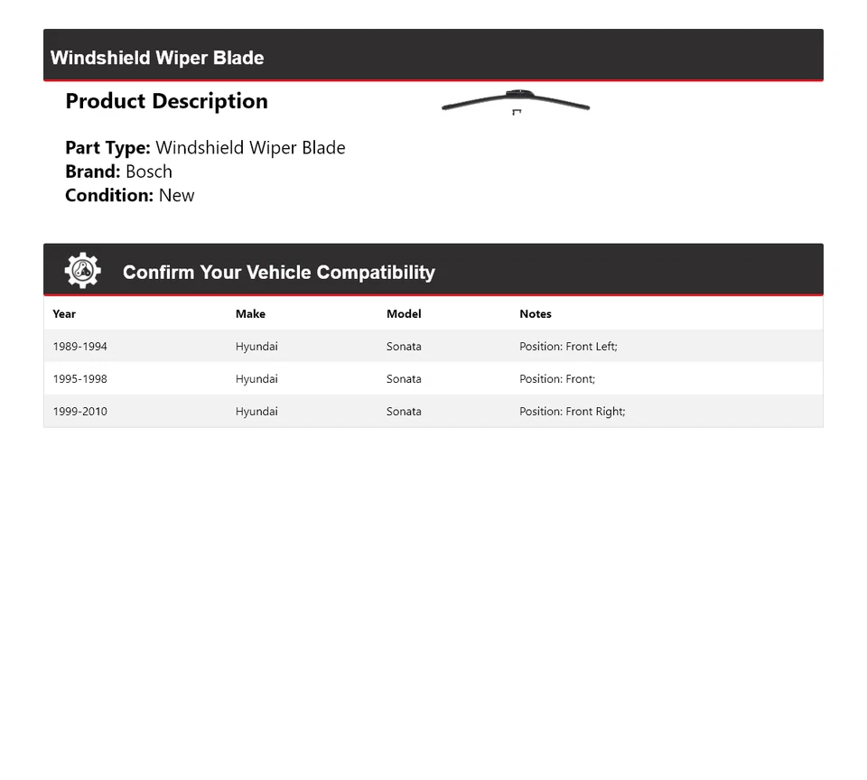 Limpiaparabrisas Evolution 1990 1991 para Hyundai Sonata Bosch 1989-2010 Foto 2 de 4