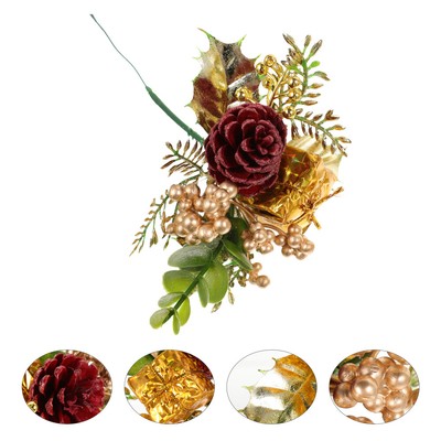 5pcs Weihnachten Vereinbarungen Holly Blätter Weihnachten Zweige Stamm